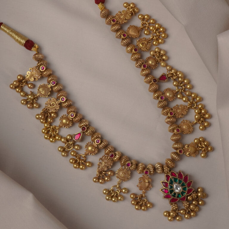 gold plated kolhapuri saaj design necklace