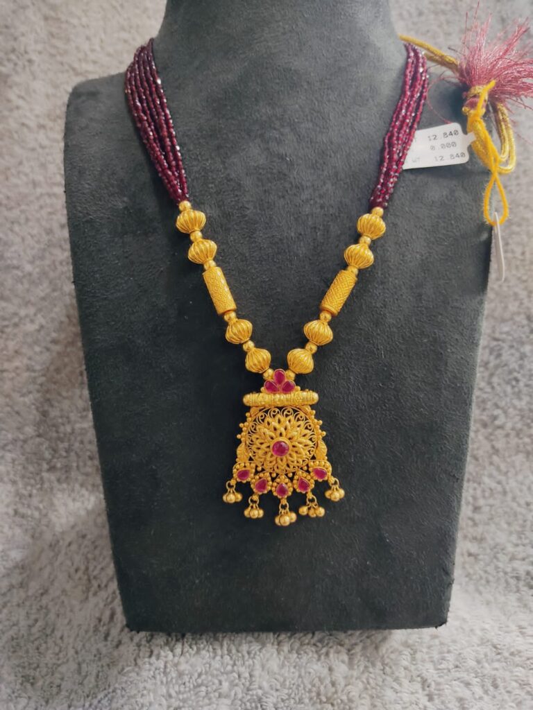 gold wax beads necklaces