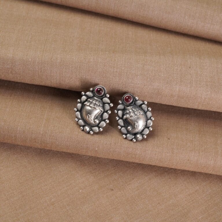 silver mango earrings studs