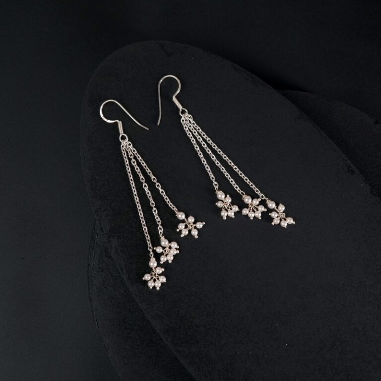 minimal silver latkan earrings