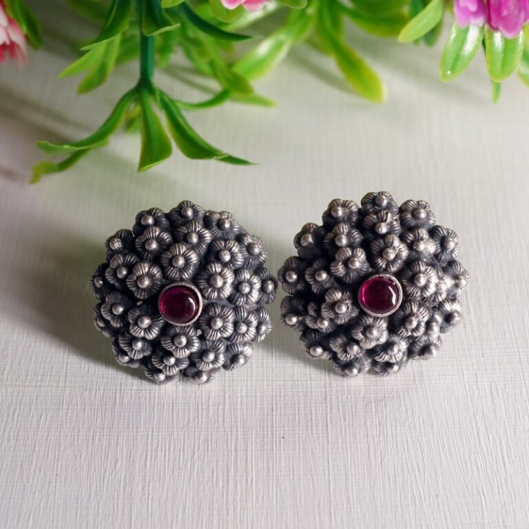 silver flower earrings