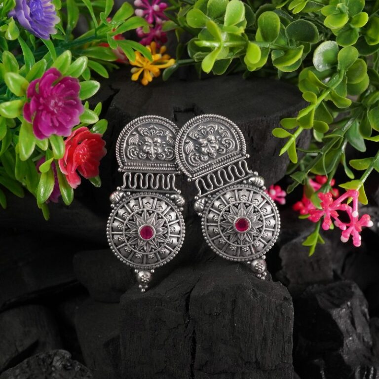 silver kirthimukh earrings