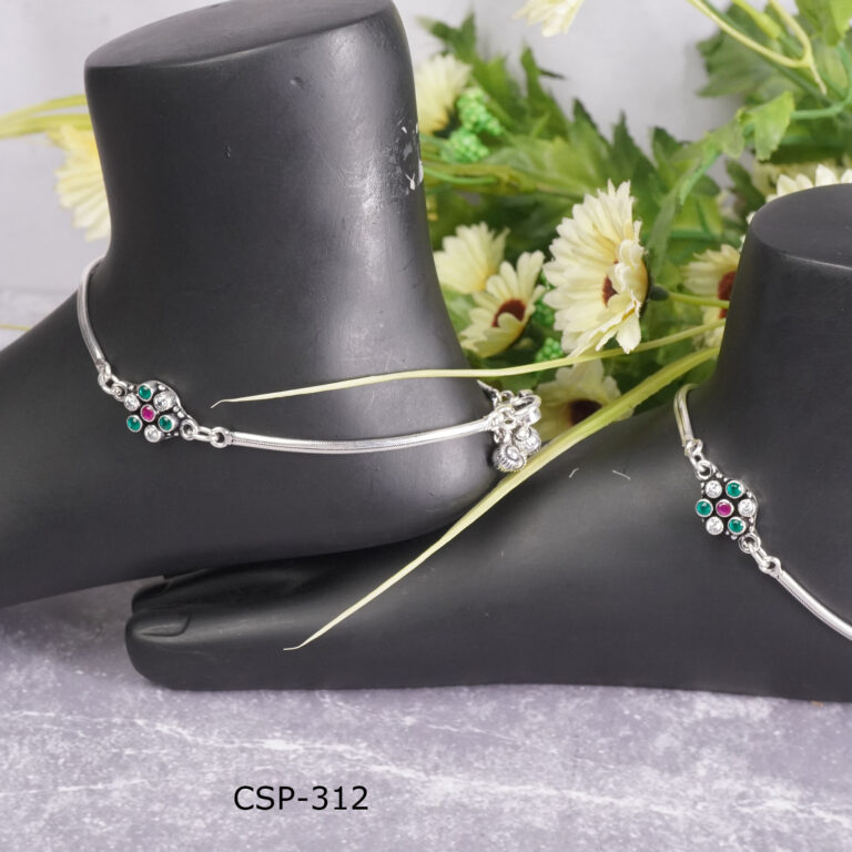 Buy Silver Anklets for Women | Silver Payal Design Online