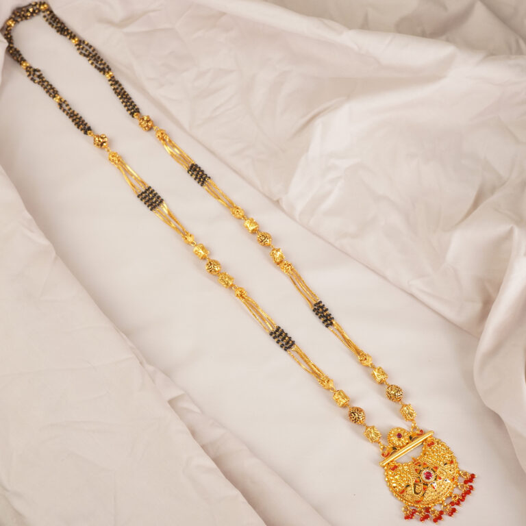 1 Gram Gold Mangalsutra With Gold Meena Pendant