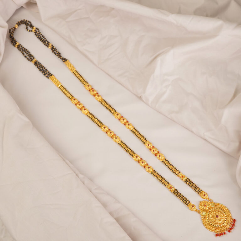 1 Gram Gold Mangalsutra With Vati Pendant And Stone