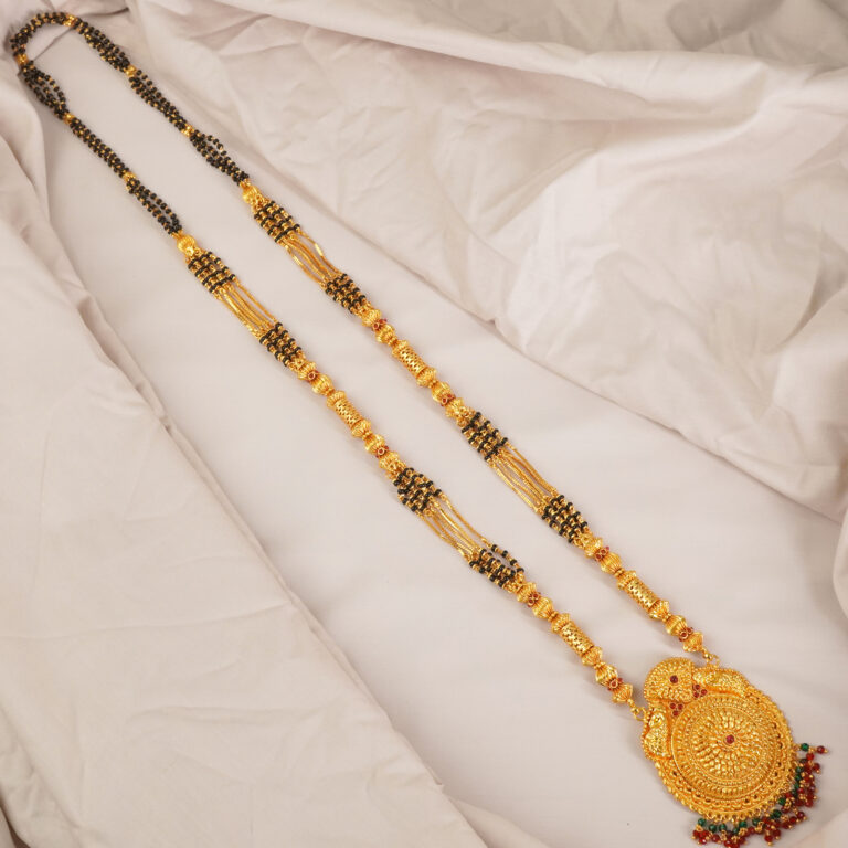 1 Gram Gold Mangalsutra With Flower Pendant